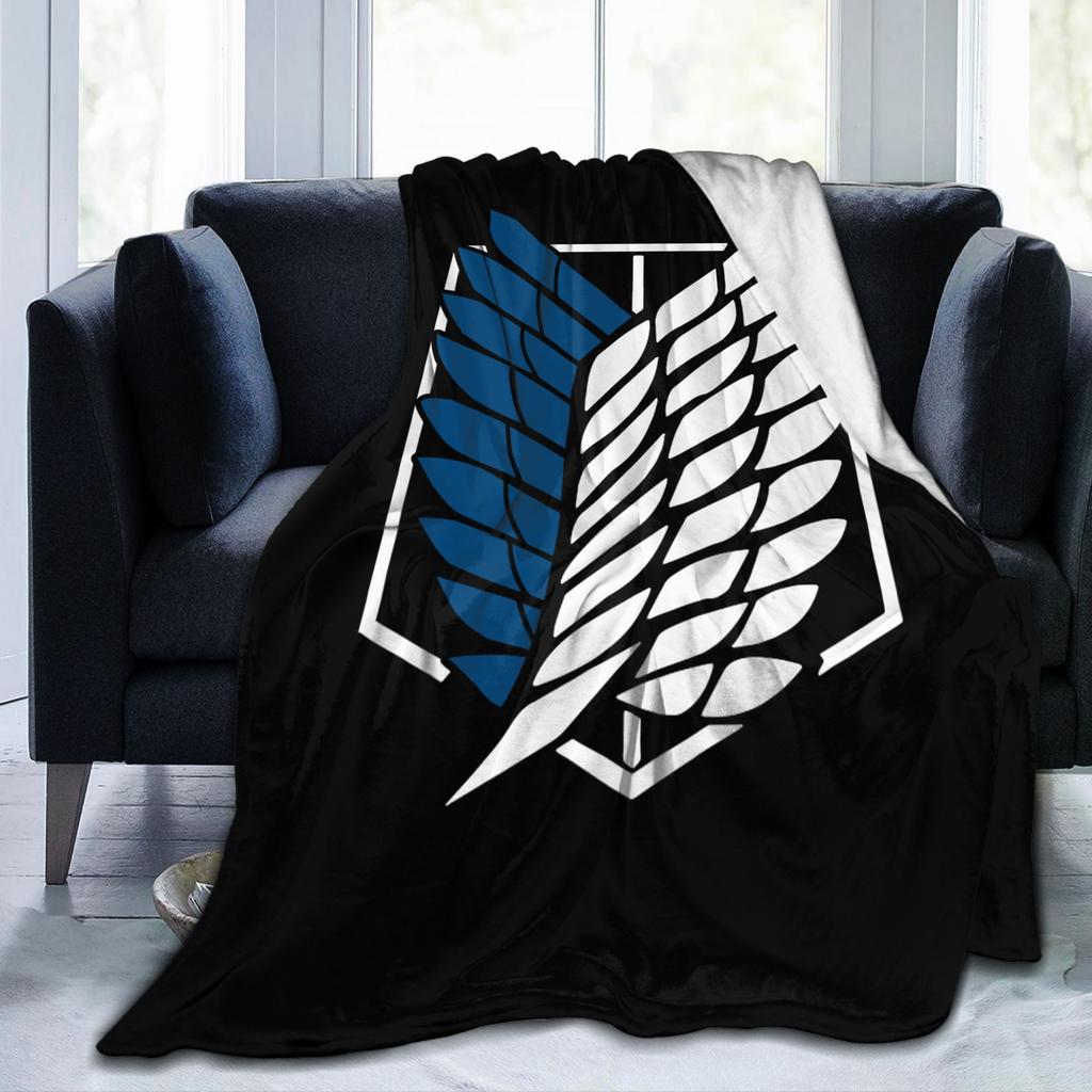 Attack On Titan Logo Blanket Flannel Spring Autumn Multifunction Super Soft Throw Blankets for Home Outdoor Bedspread