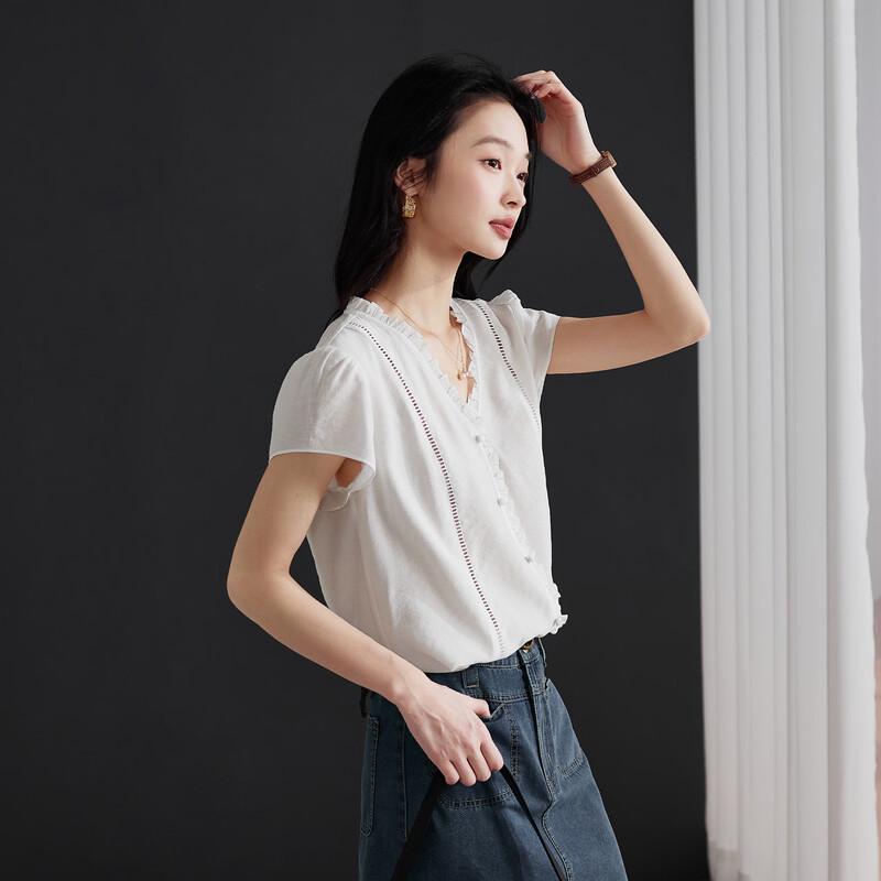 SOFSIL Women's French Style Short Sleeve Blouse