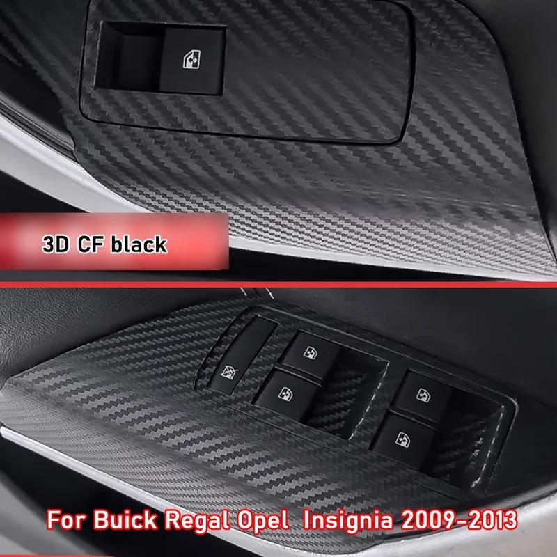 Car Styling Black Carbon Decal Car Window Lift Button Switch Panel Cover Trim Sticker 4 Pcs/Set For Buick Regal Opel Ignia
