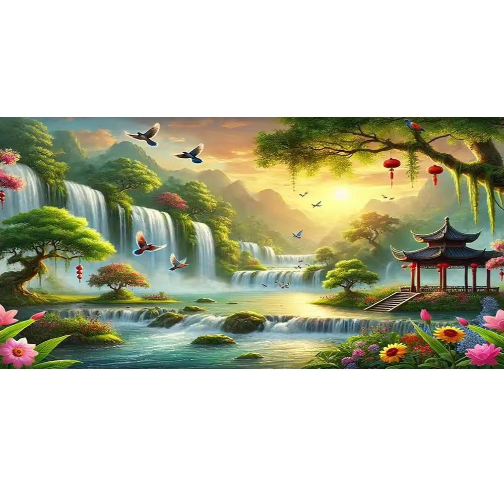 Beautiful Waterfall River and Flowers DIY Diamond Painting Cross Stitch Full Drills Diamond Mosaic New Collection Home Decor