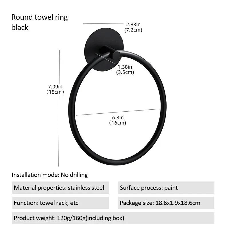 

Bathroom Stainless Steel Towel Ring Stylish Design Hanging Hole-Free Adhesive Towel Storage Rack Bathroom Accessories Decoration