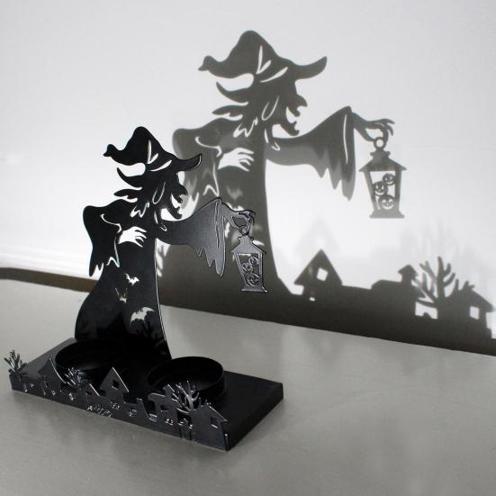 Halloween Witch Candle Holder Resin Which Ghost Figurines Spooky Desktop Statues Decoration for Home Garden Decor