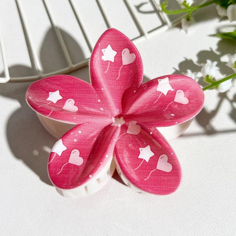 Printed Clips, Egg Flower Fresh and Light Hair Clips Back of The Head Updo Shark Clips