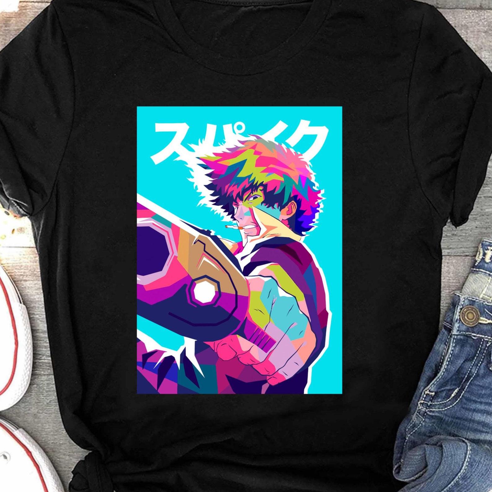 Cowboy Bebop Anime Shirt, Spike Spiegel Manga Shirt, Bounty Hunter Tee, Whatever Happens Happens, Space Serenade Japanese Tee S