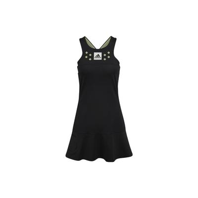 Einfarbige Logo Mode Schlanke Passform Hohl Atmungsaktiv Trocken Tennis A-Linie Ärmelloses Kleid Damenkleider Schwarz HA7628