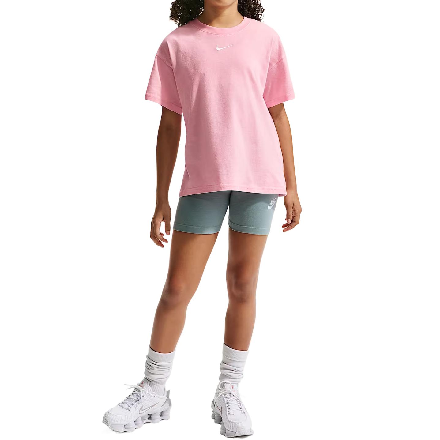 Nike Sportswear Cotton Embroidered Comfortable Crew Neck T-Shirt Kids tops FZ5539-690 XS