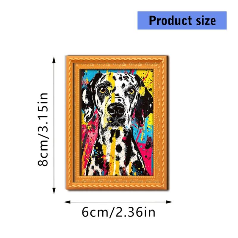 Artistic Dog Themed Refrigerator Magnets Natural Wood Frame Fridge Magnets for Kitchen Decoration