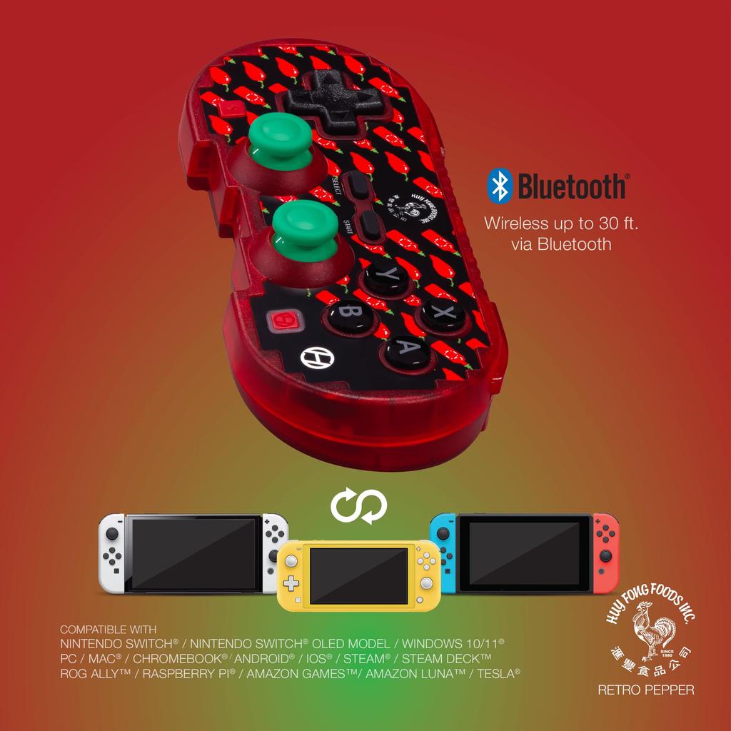 Hyperkin Pixel Art Sriracha Bluetooth Wireless Game Controller Retro Style x Limited Design x Turbo Function Compatible with Nintendo Switch and iOS