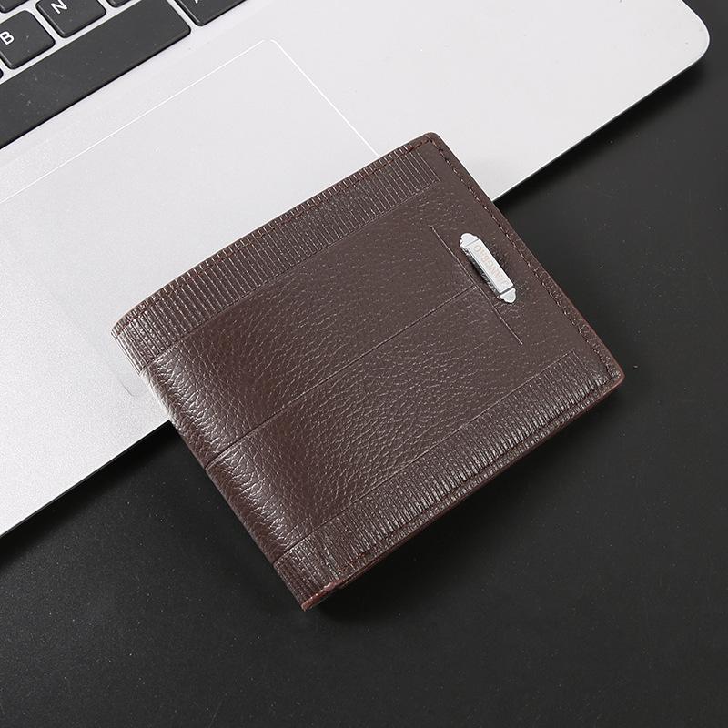 Men's Slim Bifold Wallet - Short Style, Multi-Card Slots, Casual Leather Money Clip