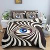 3D Blaues Böses Auge Bettbezug King Queen Größe Psychedelisches Magisches Zeichnungsaugen Bettwäscheset Kinder Jugendliche Erwachsene Polyester Steppdeckenbezug