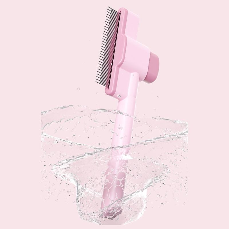Pet Hair Removal Tool Fleas Comb for Dogs Cats Lice Cats Brush with Release Button Selfs Cleaning with Long Short Teeth