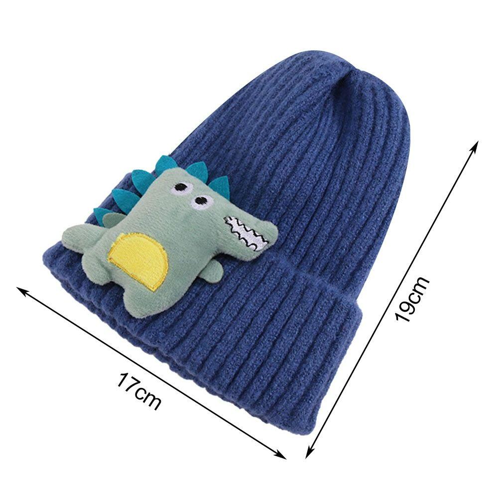 Winter Cute Kids Hats Handmade Thick Warm Soft Beanie Ear Warmer Knitted Cap Dinosaur Shape