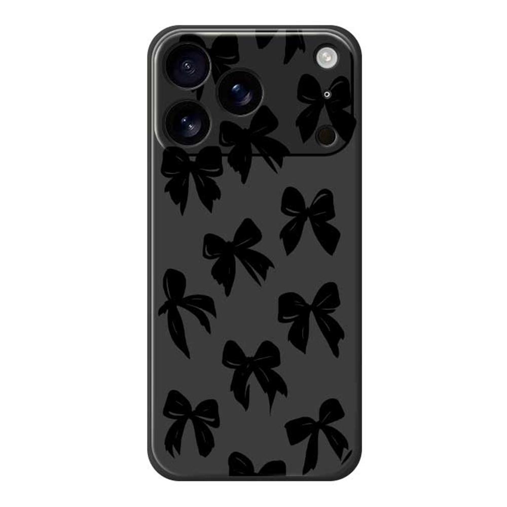 

For iPhone 17 Pro Max Case Black Bow Pattern Printing Straight Edge TPU Phone Back Cover Black