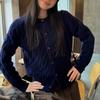 High-end yellow knitted sweater jacket women's spring and autumn new lazy wind cardigan short top