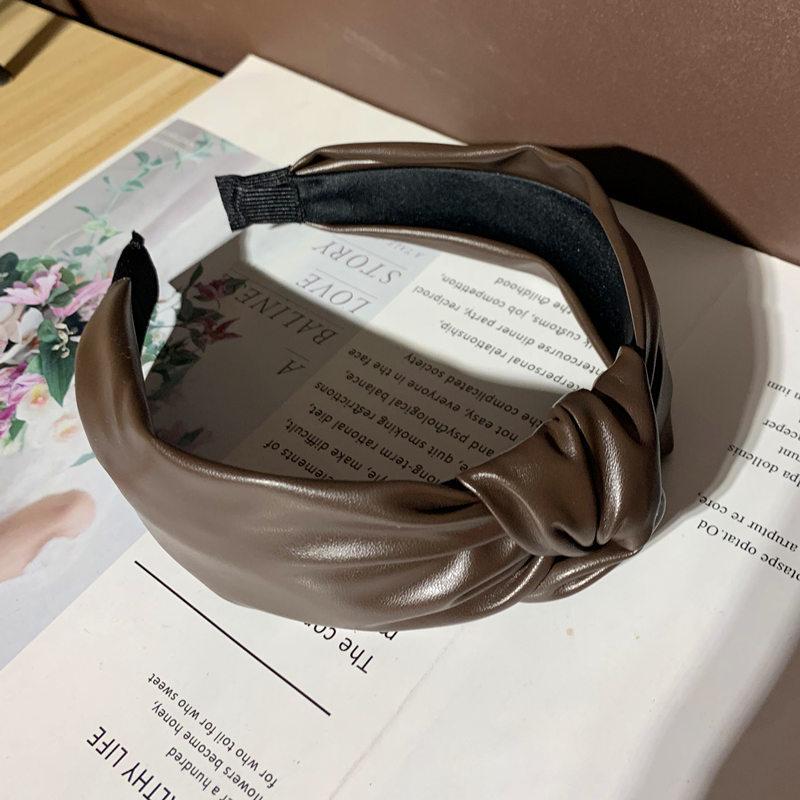 PU Leather Cross Knotted Headbands Top Knot Pu Hairbands Mothers Daughters Hair Accessories for Girls and Women