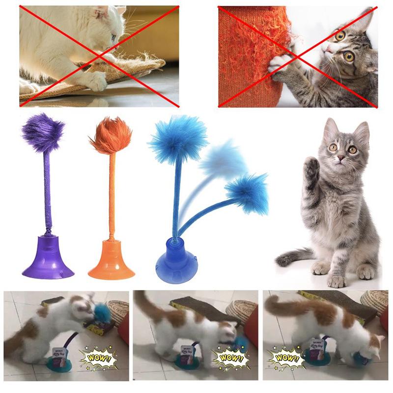 New Cat Window Toy with Suction Cup - Minty Bell & Pompom On a Spring