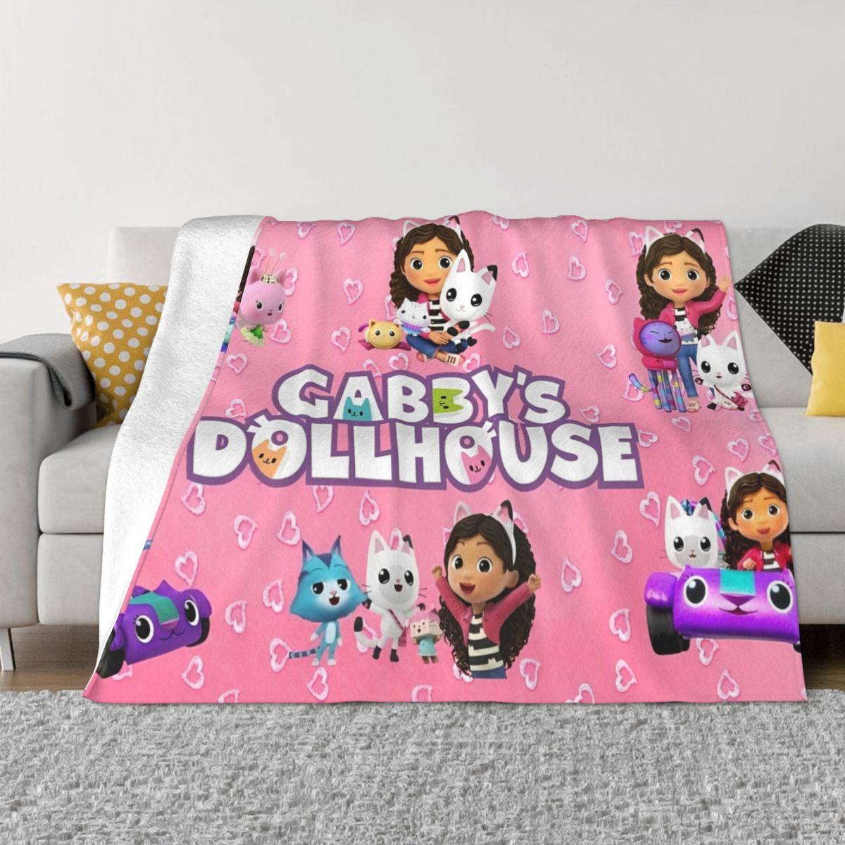 

Gabbys Cartoon Dollhouses Kawaii Flannel Blanket Cute Girls Vintage Throw Blanket for Home Rug Piece 75x90cm