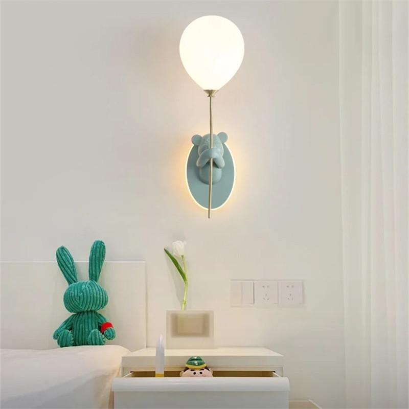 Creative bedroom cartoon bear wall lamp children's room balloon lamp macaron wall lamp decoration atmosphere lighting fixture