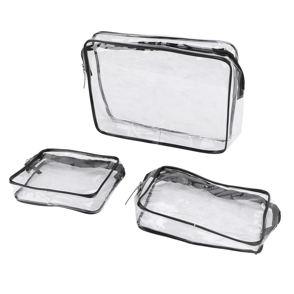 3Pcs Clear Insert Bag Transparent Makeup Toiletry Brush Zipper Insert Inner Bag Divider Storage Orga