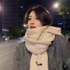 Women's 2024 High-End Wool Knit Winter Scarf: Warm, Versatile, Thick, Solid Color Neck Gaiter for Couples and Students