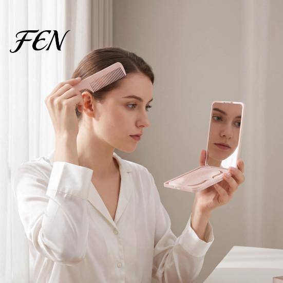 Portable Hair Comb Folding Makeup Mirror with Comb, Compact Travel Cosmetic Mirror, Pocket Beauty Accessory Size & Detangling for Women Girls Styling