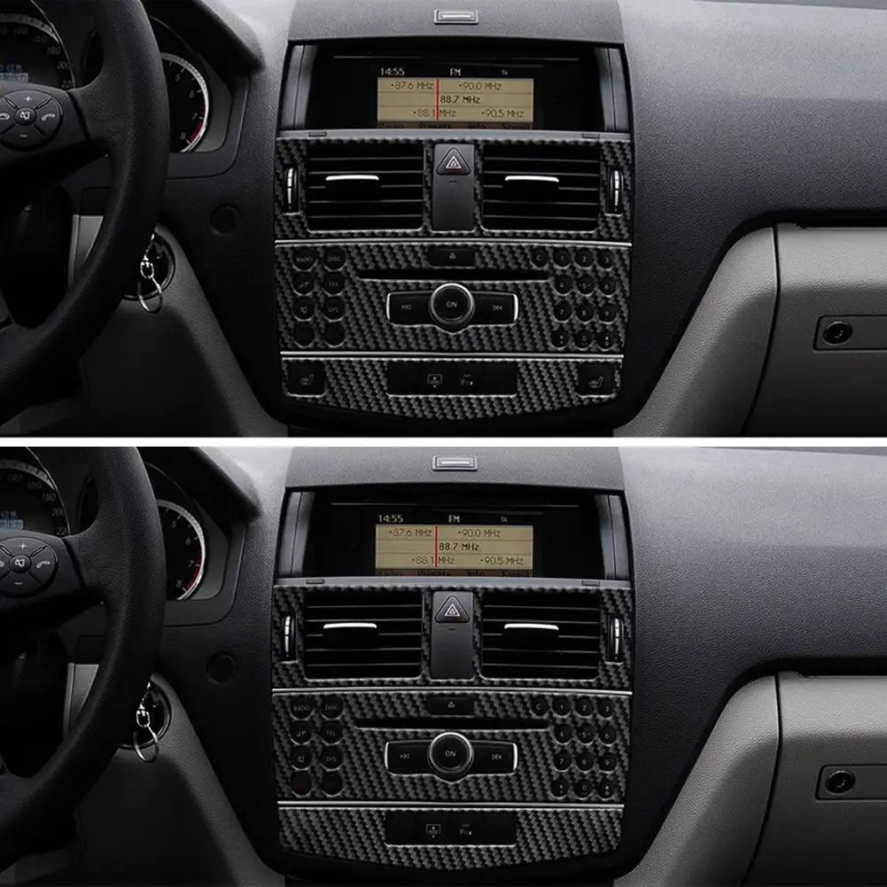 3Pcs/Set Carbon Fiber Console Air Conditioning CD Panel Decoration Cover Trim for Mercedes Benz C Class W204 2007-2010