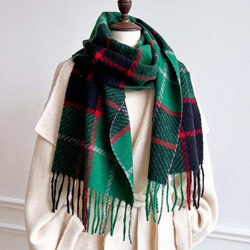 Women's Fashion Scottish Style Tartan Warm Scarf Plaid Soft Long Wrap Shawl Christmas Valentine's Day for Girlfriend Wife Mom