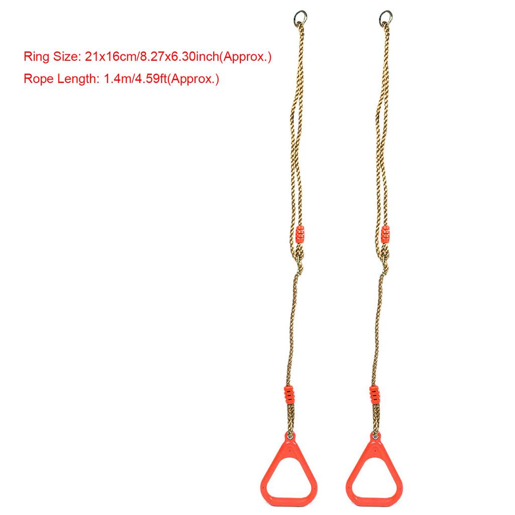 A Pair of Adjustable Plastic Children Swing Gym Fitness Exercise Sports Hanging Ring with Rope Red