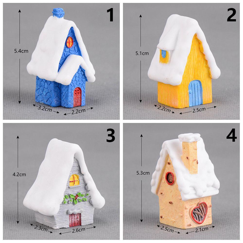 Micro Landscape Mini House Figurines Villa Model Miniature Snowcap Cottage Christmas Decorations