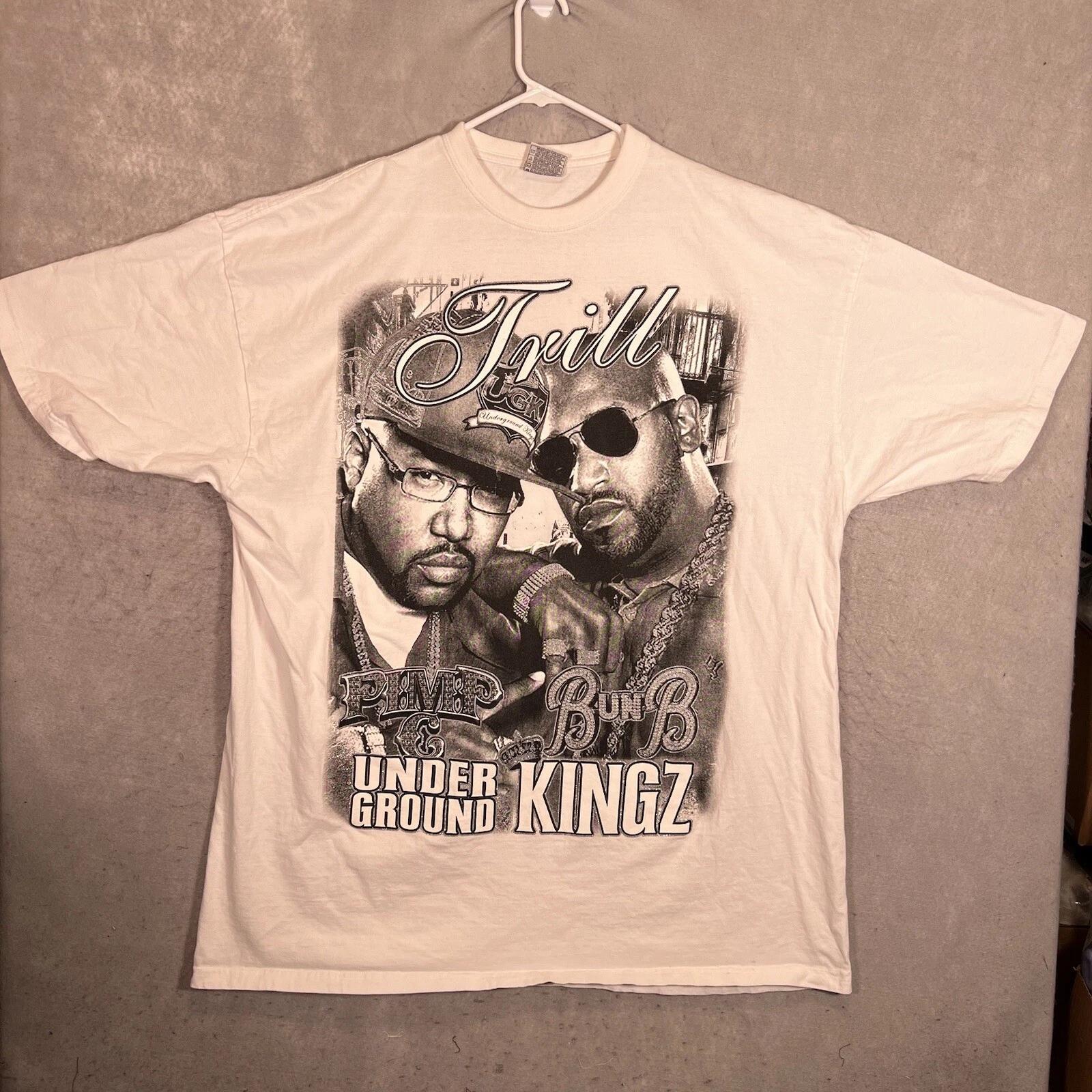 

A1 Vintage 90s Trill Underground Kingz Bun B Pimp C Rap T Shirt Adult 4XL White XL