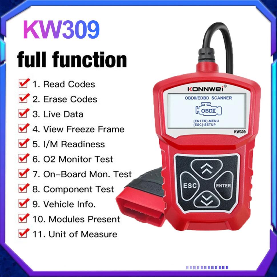 KONNWEI KW309 OBDII сканер считыватель кодов неисправностей двигателя ELM327 автомобильный сканер OBD2 автомобильный OBD сканер ремонт диагностические инструменты красный