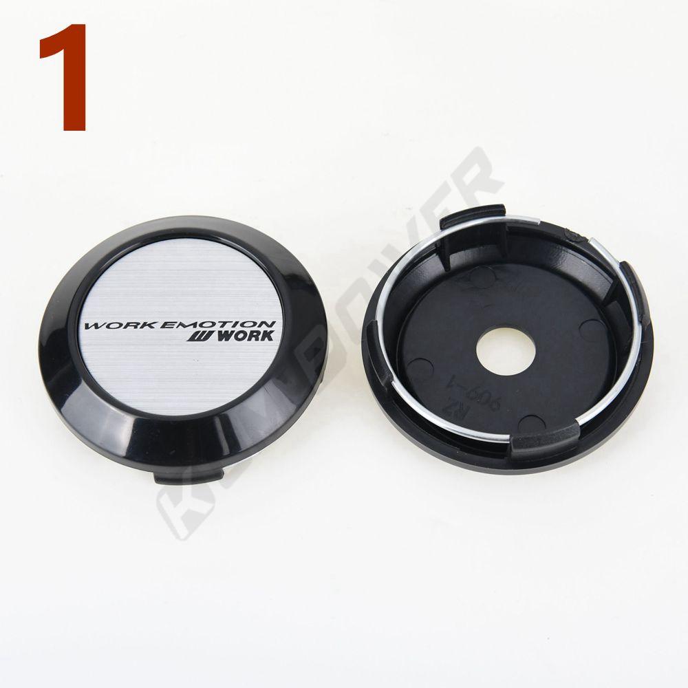 4PCS OD 64MM / ID 60MM Sport Rim Center Wheel Cap WORK EMOTION MEISTER VS Emblem Sticker Wheel Cover Hub Cap Silver & Black