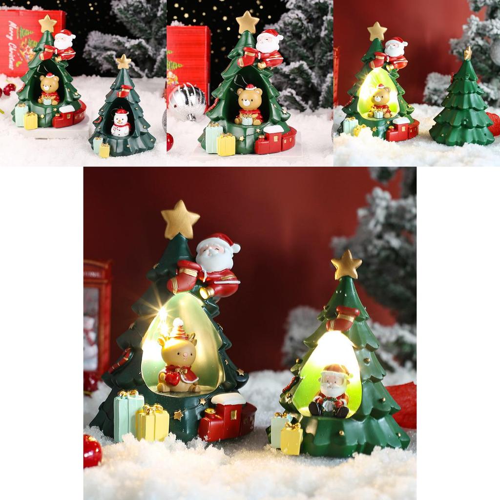 Christmas Star Night Light Cartoon Snowman Resin Figurine For Children Girls