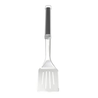 Stainless Steel Grill Spatula Long Reach Ergonomic Handle Serrated Edge Heavy Duty Rust Resistant Dishwasher Safe Built-in Hooks