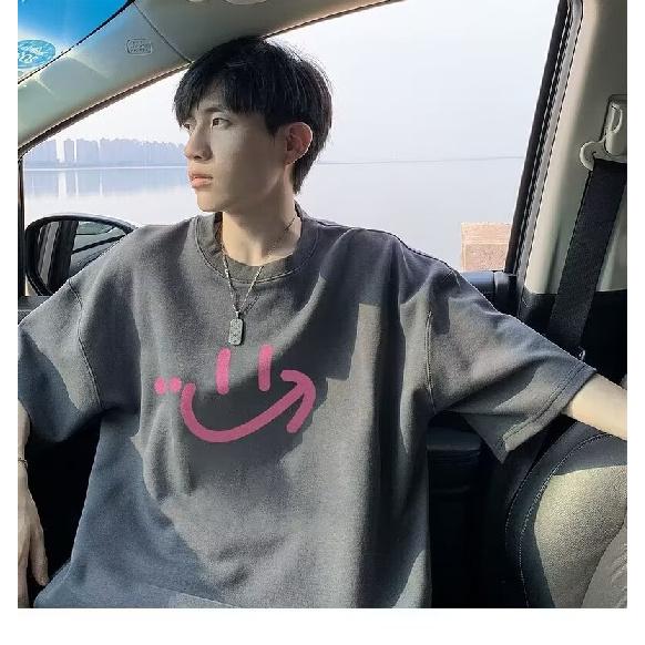 Pánské trendy tričko s krátkým rukávem s kulatým výstřihem a kulatým výstřihem na léto Volný ležérní top