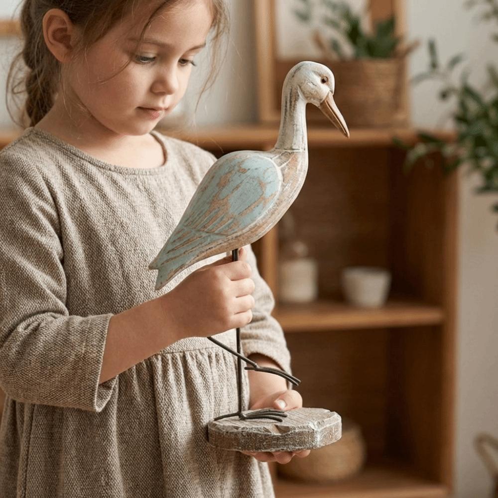 Vintage Sea Bird Figurine Handcrafted Nautical Statue Long-legged Bird Ornament  Office Desktop