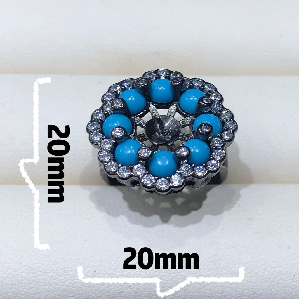 10mm Big Natural Round Pearl Fashion Ring DIY 925 Silver Holder Setting Fine Wedding Jewelry for Women