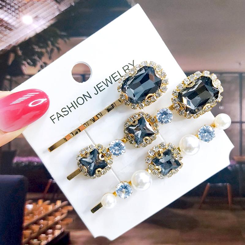 Neues Set Damen Haarspangen Schmuck Mode Kristall Haaraccessoires für Mädchen Luxus Perle Geometrische Haarspangen Nadeln Weihnachtsgeschenk