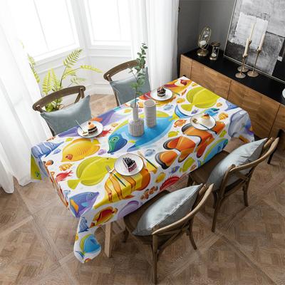 School Of Colorful Fish In Ocean Tablecloth Holiday Decor Waterproof Rectangular Tablecloths Wedding Decor Table Cover