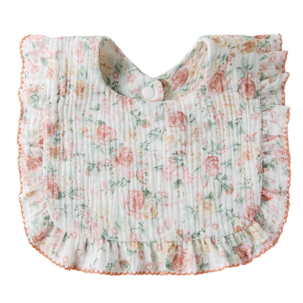 Baby Bibs Organic Cotton Muslin Scarf Burp Cloths Ruffle Floral Gauze Water Absorb Bandana for Newborn Accessories Feeding Kids