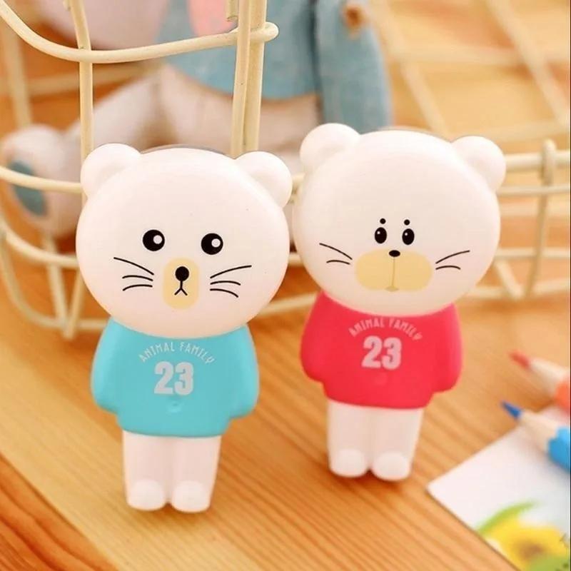 Cute Plastic Cartoon Rabbit Correction Tape Fix with Eraser Office School Supplies Animal Family Stationery Color Random