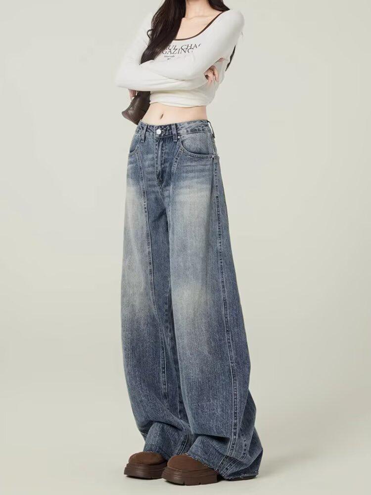 American Design 2025 High-Waisted Retro Wide-Leg Jeans L
