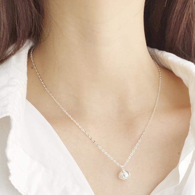 Japanese Temperament Shell Necklace Sweet Short Imitation Pearl Pendant Women'S Collarbone Chain Temperament Personalized Simple Gift