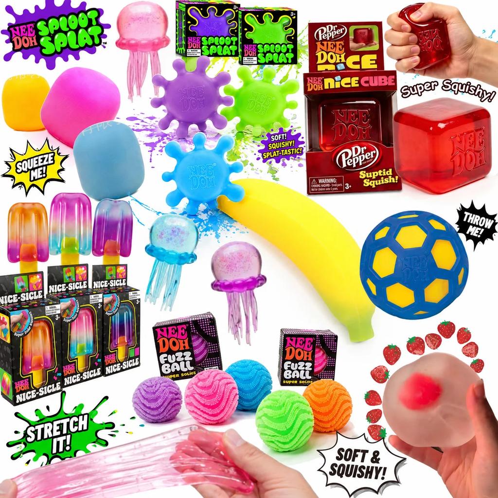 2Pcs Mixed Squishy Fidget Toy Collection Super Soft Stretchy Squeeze Toys Sensory Stress Relief Party Favor Gift Set