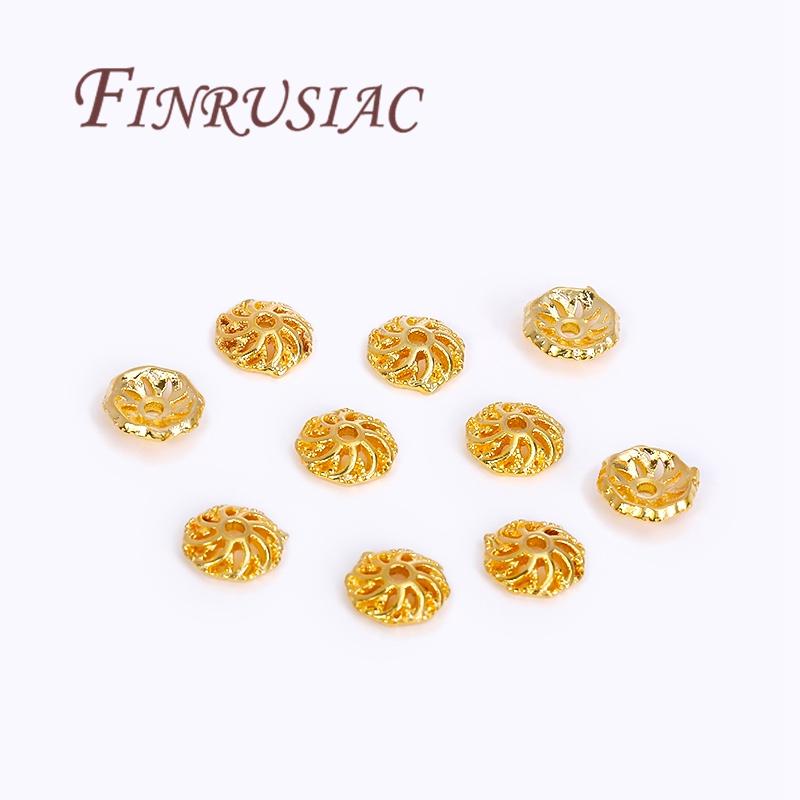 18K Gold Plated Bead End Caps For Jewelry Making Supplies Spacer Bead Caps DIY Accessories