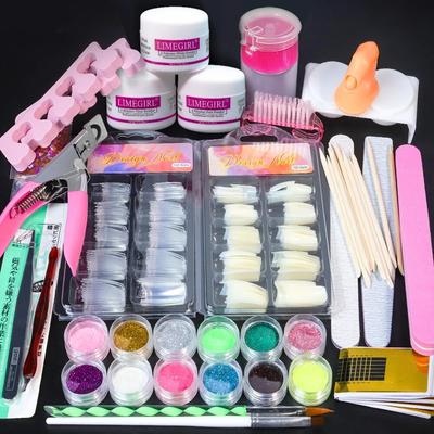 Kit Acrilic pentru Unghii 23 în 1 pentru Începători 12 Culori Pudră Acrilică cu Paiete Albă Transparentă Roz Pudră Acrilică Extensii Unghii Professio