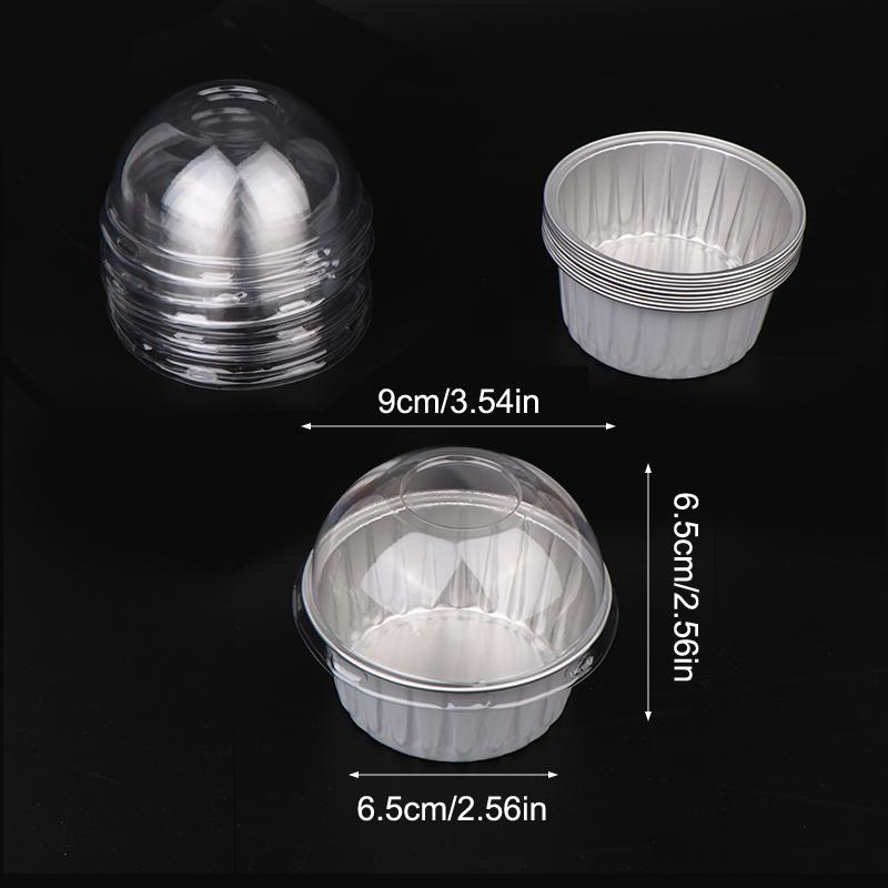 10Pcs 125Ml Ramekins With Dome Lids Aluminum Foil Baking Cups Cupcake Muffin Liners Pudding Dessert Cups For Wedding Birthday