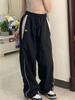 Y2K Vintage Široké Kalhoty Dámské Střední Pas Šňůrka Tepláky Dámské 2026 Streetwear Ležérní Kalhoty Široké Nohy Padákové Tepláky