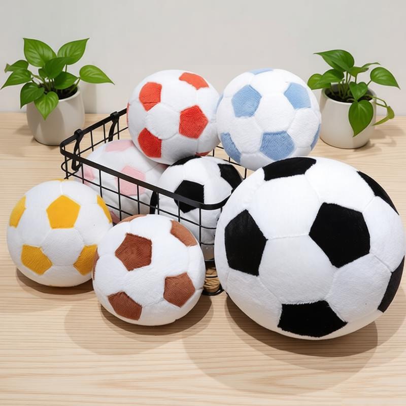 Fuzzy Soccer Ball Plush Toy Realistic Soccer Ball Stuffed Pillow Colorful Soft Soccer Ball Sports Stuffed Toy Birthday Gifts
