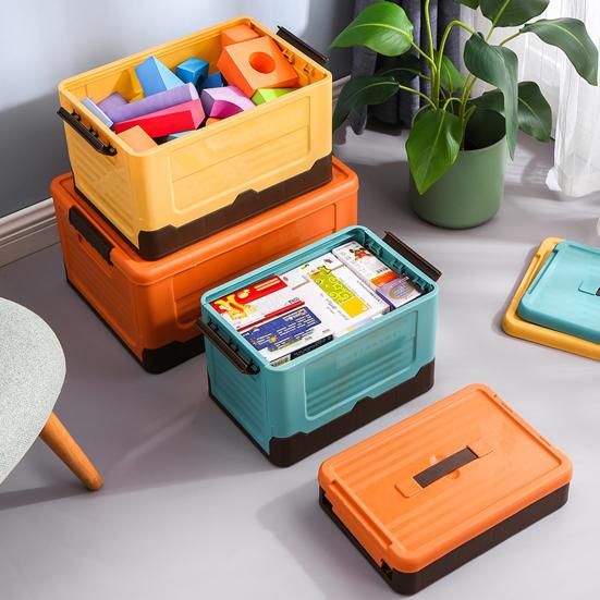 Caixa de armazenamento Suporte organizador de brinquedos dobráveis de plástico resistente ao calor de grande capacidade para casa